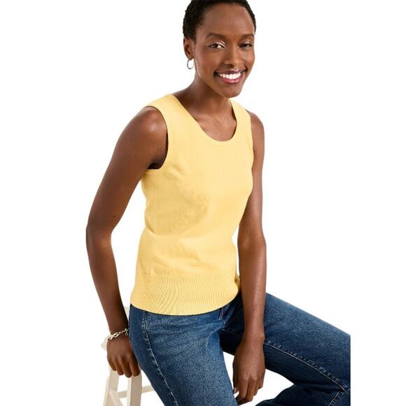 Talbots Cotton Yellow Knit Pullover Sleeveless Sweater Women's Size XS - Picture 2 of 5